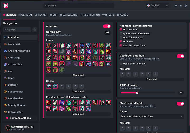 Dota 2 Scripts for Heroes UI in Melonity.gg Cheat