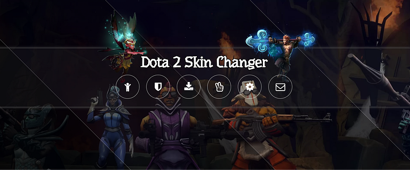 landing page of dota2skinchanger