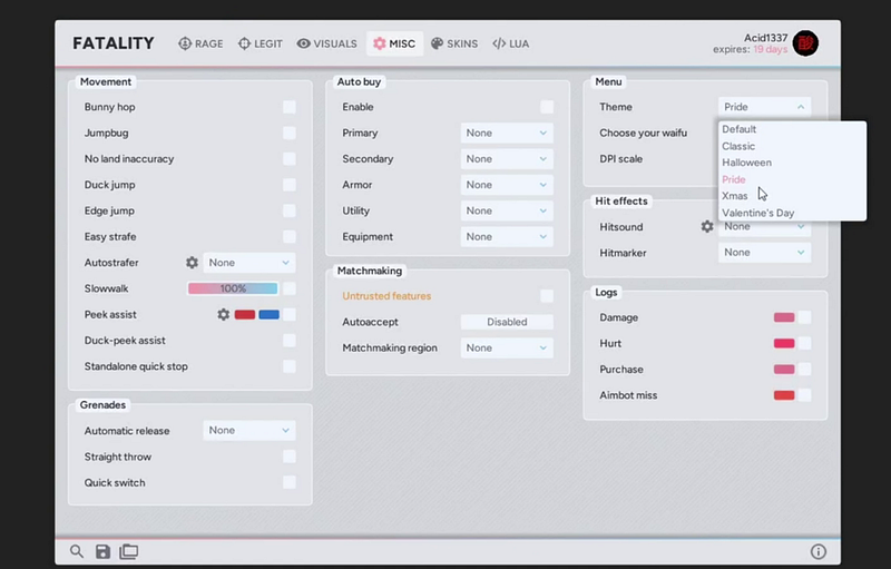 Fatality CS2 interface